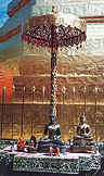 Buddha Image Placed in front of a Stupa